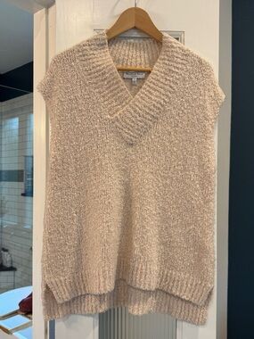 Michael Stars Cozy Women's Cream V-Neck Knit Sweater Vest